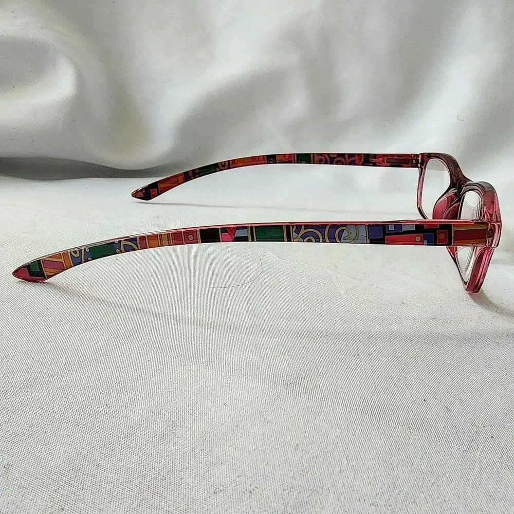 Foster Grant‎ Allegra Black Red Geometric Reading Glasses Readers 50-19-139 Case